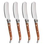 VANRA Butter Spreader Knife Set 4-Piece Stainless Steel Cheese Knife Set Small with Rose Wood Handle for Sandwich Jam Bread Cream Canape Appetizer Knives Spatula 6.2-inch