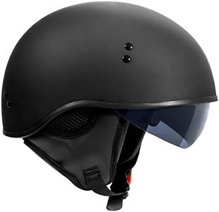 TORC T59 Motorcycle Half Helmet with Magnetic Buckle DOT Approved (Matte Black, Large)