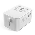 Worldwide Travel Adapter with USB C and USB A Port, All-in-One Universal Plug International Travel Power Adapter Built-in 4 Plugs for UK to Europe USA Australia Thailand Plug Adapter