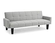 Home Detail 3 Seater Sofa Bed Fabric Tufted Fabric Dark Grey Light Grey Clic-Clac Black Legs (Light Grey)