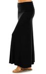 Sweet Hearts Maxi Skirt for Women- Comfy Foldover High Waist Long Flare A-Line Skirt Maxi Dress XS-3X Made in USA, Black, Large