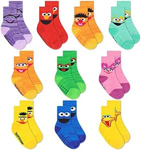 Accessory Supply Sesame Street Toddler Socks, Grip Socks for Kids, Toddler Socks with Grippers, Toddler Non Slip Socks, Sesame Street Classic, 4-5 Years