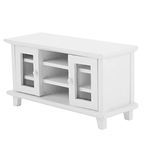 1:12 Dollhouse Wooden TV Cabinet Miniature Dolls House Living Room Furniture Dollhouses Decoration Ornaments Accessories with Double Open Doors for Kids Educational Pretend Play Toys Gift(White)