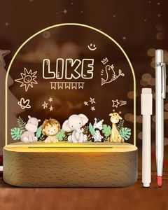 Veilleuse Bébé Personnalisé, Personnalisé Lampe Chevet Enfant, Veilleuse LED pour Bébé, Cadeau Naissance Fille et Garçon, Cadeau Bebe LED Veilleuse Animaux Feuille pour Enfants Anniversaire Noël