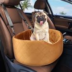 Dog Car Seat for Small & Medium Dogs, Elevated Dog Booster Seat, Detachable and Washable Pet Car Seat (Dog Booster Car Seat Fount/Back Small, Brown)