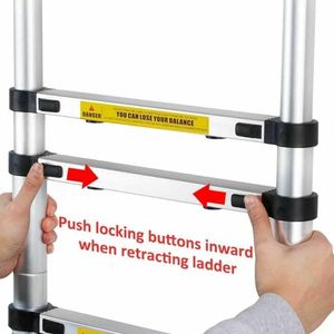 12.5FT Telescoping Aluminum Ladder – Lightweight Extendable Step Ladder