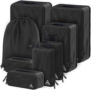 8-Piece Deluxe Compression Packing Cubes for Travel - Maximize Space in Luggage with HybridMax Double Capacity Design, Luxury Suitcase Organizer Bags, Large, Small, & Medium Set