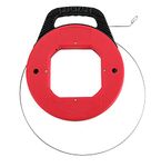 FLKQC 100 Feet (30M) Steel Fish Tape in Red Plastic Housing Retractable Wire Fish Tape Reel Pulling for Heavy Duty Pulls, Short Runs and Conduit Measuring