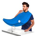 Beard Bib Beard Apron for Men, Beard Hair Catcher for Sink Shaving Trimming, Waterproof Non-Stick Beard Trimming Catcher Bib with 3 Suction Cups, Father's Day Gift（Blue）