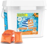 BEBOBLY RV Toilet Treatment Drop Ins, Extra Strength Septic Tank Treatment & Cleaner, Waste Breakdown/Odor Control, RV Black Tank Treatment for RVs, Boats & Portable Toilets, Orange Flavor, 50 Pack