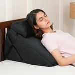 Amazon Basics Orthopedic Adjustable Wedge Pillow-Memory Foam with Head Rest-Back Support for Bed, Leg Elevation, Acid Reflux, GERD, Snoring |6 Months Warranty-Soft Washable Cover-Black,22 x 22 x 12 in