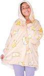 Bare Home Sherpa Fleece Wearable Blanket - Oversized Wearable Blanket Hoodie - Kids Size - Warm & Cozy - Soft Blanket - Comfortable Blanket Sweatshirt, Dual-Sided Pockets (Kids, Playful Cat)