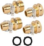 LIULO TOOL Garden Hose Repair Connector with Clamps, Fit for 3/4" or 5/8" Aluminum Garden Hose Fitting, Male and Female Hose Fittings, 2 Sets