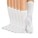 LA Active Grip Socks - 5 Pairs - Yoga Pilates Barre Ballet Non Slip Crew Hospital (Pristine White, XL)