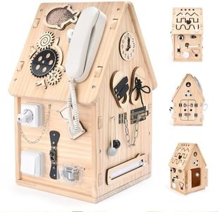 Potatomato Montessori Wooden Busy House - Busy Board Toy for Toddlers - Preschool Learning Educational Toys - Sensory Board for Fine Motor Skills, Gifts for Babys Boys & Girls