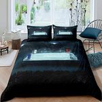 Richhome Sport Theme Duvet Cover Set Super King for Kids Adult Bedroom Grey Blue Soft Comforter Quilt Cover Boxing Venue Bedspread Cover Bedroom Collection 3Pcs Bedclothes