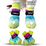 PawFlex Comfy Pawz Double Sided Anti-Slip Cotton Dog Socks with Non-Slip Silicone Grip at Inner Cuff and Adjustable Strap for No Twisting or Sliding Off | Pet Paw Protection | Wound Care