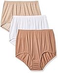 Olga Women's Without A Stitch 3 Pack Brief, Toasted Almond/White/Toasted Almond Botanical Ditsy, Large