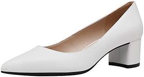 DREAM PAIRS Women' s DPU212 Chunky Low Block Heels Closed Toe Dress Wedding Pumps Shoes Creamy White pu Size 6