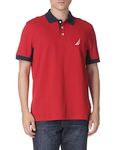 Nautica Men's Classic Fit Short Sleeve Performance Pique Polo Shirt, Nautica Red, Large