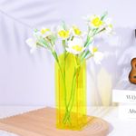 Yellow Wide Mouth Acrylic Vase, Modern Acrylic Flower Vases of Centerpieces Desk or Home, Non Breakable Plastic, Acrylic Tall Colorful Bud Vase for Living Room Table, Office and Wedding