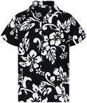 King Kameha Funky Hawaiian Shirt, Shortsleeve, Hibiscus, Black, M