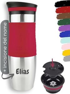 Milu Tazza termica da viaggio per caffè con incisione - 370ml 450ml - idea regalo personalizzata regalo di compleanno regalo di Natale per uomini donne mamma papà fidanzata (370ml, Rosso)