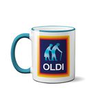 Oldi Mug- Birthdays Christmas Funny Gift Presents Celebration Novelty Old Large Heavy Duty Handle Dino Coated Dishwasher/Microwave Safe Sublimation Ceramic (Blue Handle Prime)