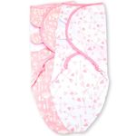 TuddyBuddy 100% Cotton Adjustable Baby Swaddle Wrap for Newborn to 6 Months Baby (0-1 Month/Newborn, Pack of 2 - Pink Lotus & White Stars)