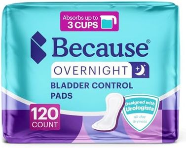 Because Incontinence Pads for Women - Extra Heavy Absorbency, Overnight Postpartum Incontinence Liners, 12hr Nighttime Leak-Free Protection, 120 Count (6 Packs of 20) New Version