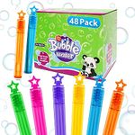 48 Pcs Mini Bubble Wands, Bubble Party Favors Assortment Toys，Bulk Party Favors for Kids, Themed Birthday, Christmas, Valentine, Carnival, School Classroom Prizes for Boys & Girls (48 Pack Star)