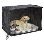 MidWest Homes for Pets Newly Enhanced Double Door iCrate 106.68cm (42-Inch) Long Dog Crate Kit, Includes Dog Crate, Pet Bed, 2 Bowls & Crate Cover, Divider Panel, Patented Features, Black, 1542DD-KIT