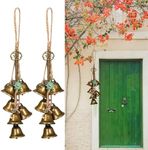 Ausicfen 2 Pieces Witch Bells for Door Knob for Protection Witch Wind Chimes Door Hanger Hanging Witch Bells Magic Witchcraft Wicca Supplies for Home Protection(Alloy Vintage Bell)