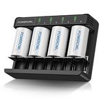 POWEROWL C Rechargeable Batteries with Charger, 8 Bay Universal Battery Charger for Rechargeable AA AAA C D Batteries