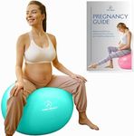 ProBody Pilates Birthing Ball - Pregnancy Ball Exercise for Labor with Book, Yoga Ball Pregnancy w/Prenatal and Postnatal Exercise, Extra Thick Birth Ball Pregnancy (Aqua, 75 cm: 5'10" +)