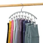 Volnamal Legging Organizer for Closet, Metal Yoga Pants Hanger w/Rubber Coated 1 Pack w/10 Clips Hold 10 Leggings, Hangers Space Saving Hanging Closet Organizer for Closet Organizers and Storage-Gray