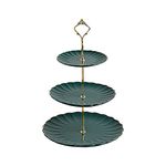 Sweejar 3 Tier Ceramic Cake Stand Wedding, Dessert Cupcake Stand for Tea Party Serving Platter (Jade)