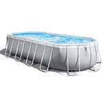 INTEX 26797EH Prism Frame Premium Oval Above Ground Swimming Pool Set: 20ft x 10ft x 48in – Includes 1500 GPH Cartridge Filter Pump – Removable Ladder – Pool Cover – Ground Cloth