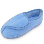 Git-up Ladies Diabetic Slippers Arthritis Edema Memory Foam Adjustable Closed Toe Swollen Feet Slippers Comfortable House Indoor Outdoor Shoes with Rubber Sole, Blue UK/9