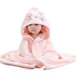 HiABsee Baby Towels with Hood Ultra Soft Hooded Baby Towels Newborn, Unique Animal Design Baby Bath Towel for Boy and Girl, Pink Cat