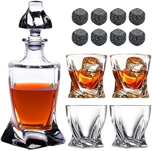 Whiskey Decanter Set with Whisky Glasses and Ice-Stones, Crystal Liquor Decanter with Old Fashioned Whiskey Tumblers for Scotch, Bourbon, or Whisky