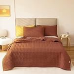 Lunoroey Bedspread King Size Rusty Soft Microfiber Lightweight Quilted Bedspreads Coverlet All Season Bedding Set (1 Quilt, 2 Pillow Shams)