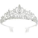 Crystal Wedding Crown Women Girls Pageant Tiara Carnival Headdress Fancy Dress Headband Princess Queen Prom Bridal Hair Accessories With Comb for Birthday Party Halloween Christmas Costume