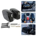 KUAFU Universal Motorcycle Saddle Bag Trunk Compatible with Harley Davidson Dyna Honda Cruiser Yamaha Suzuki Kawasaki Hard Luggage w/Brackets Black