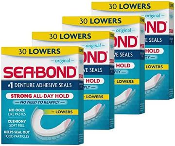 Sea Bond Secure Denture Adhesive Seals, Original Lowers, Zinc-Free, All-Day-Hold, Mess-Free, 30 Count (Pack of 4)