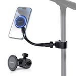 Mic Stand Phone Holder,11"Magnetic Phone Mount with Removable Gooseneck & Locking Angle,Flexible Microphone Music Stand Phone Holder Clip for iPhone 16 15 14 13 12 Pro Max,Mag-Safe Case & All Phones