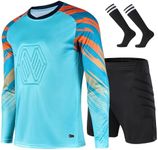 GEF1573ANTU Soccer Goalie Jersey and Shorts Set for Boys,Long Sleeve Goalie Uniform Kit for Kids and Youth,Football Training Uniform