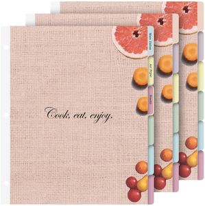 Dividers with Tabs for Recipe Binder, 12 Tab Dividers for 3 Ring Binder, 3-Hole Punched Letter Size, Durable Heavyweight Cardstock (Vegetable)