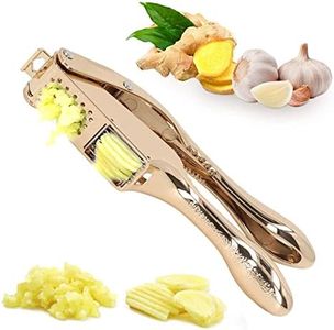 BAOFUYA Gold Knoblauchpresse 3 in 1 Hochleistungs Knoblauchwolf Easy Squeeze Aluminiumlegierung Mehrzweck Knoblauchpresse für die KüChe