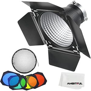 Godox 7 Inch Fish Scale Pattern Standard Reflector Diffuser + BD-04 Barn Door with Honeycomb Grid and 4 Colour Gel Filters